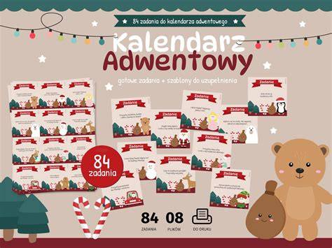 Ilustracja przedstawiająca opakowanie Kalendarza Adwentowego Kinder z różnymi produktami Kinder w środku.