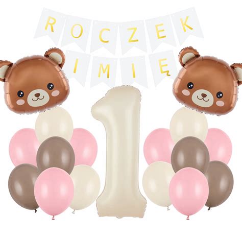zestaw balonów na roczek dla dziewczynki