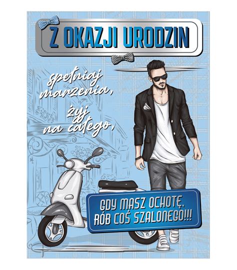 Przykładowa kartka urodzinowa stylizowana na okładkę magazynu motoryzacyjnego