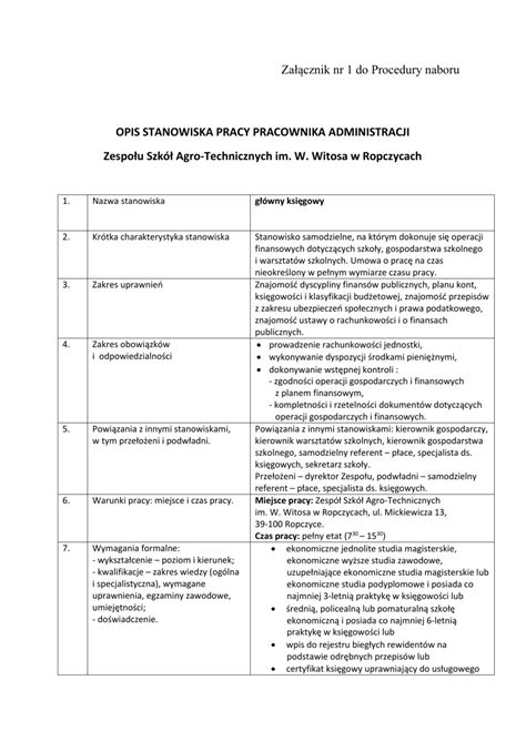 Przykładowe wypełnienie sekcji dotyczącej stanowiska pracy na skierowaniu