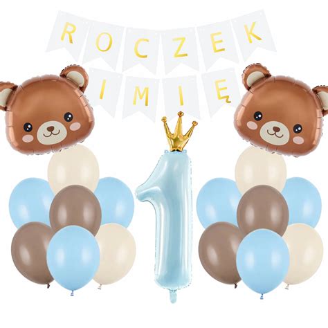 balony i girlandy w pastelowych kolorach na roczek chłopca