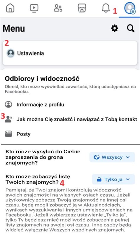 Ilustracja przedstawiająca ścieżkę nawigacji do zaproszeń na Facebooku