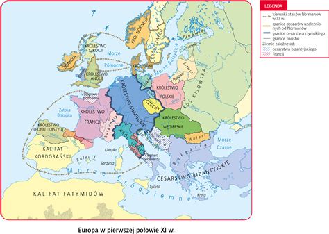 Mapa Europy Środkowej w X wieku z zaznaczonym obszarem państwa Polan
