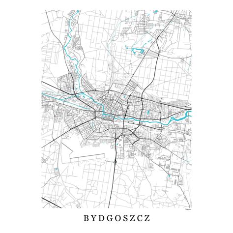 Mapa Bydgoszczy z zaznaczoną trasą jednej z procesji