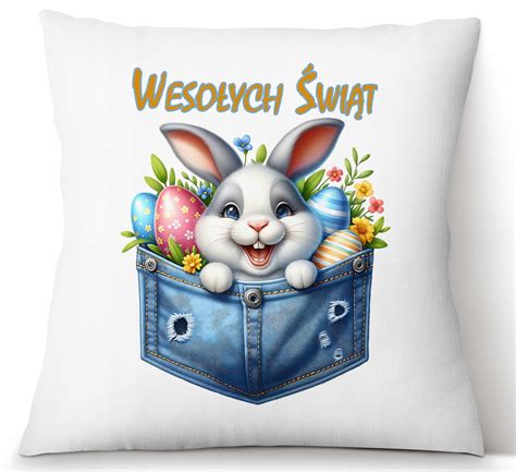 Poduszka wielkanocna wykonana metodą upcyklingu bez szycia