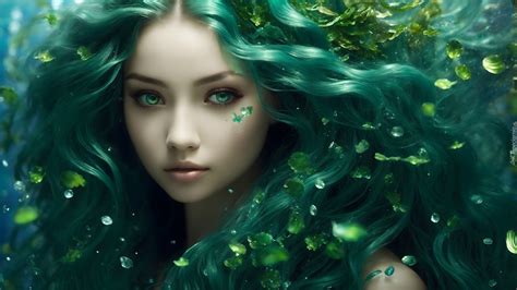 Ilustracja przedstawiająca brunetkę z zielonymi oczami, podkreślającymi jej naturalne piękno.
