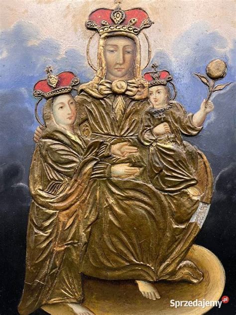 Ilustracja przedstawiająca Świętą Annę z Maryją i Dzieciątkiem Jezus (motyw Świętej Anny Samotrzeciej)