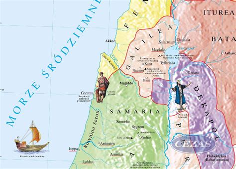 Mapa regionu Judei z zaznaczonymi Betlejem i Nazaretem