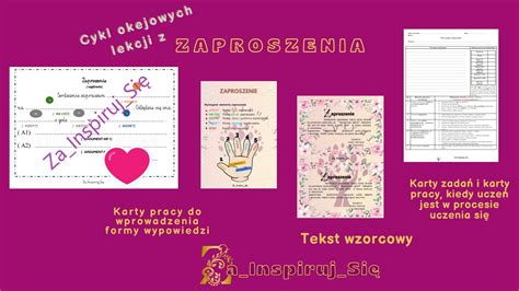 Schemat zaproszenia z zaznaczonymi kluczowymi polami do uzupełnienia.