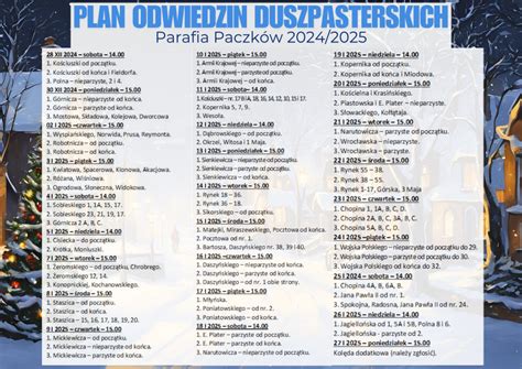 plan wizyt duszpasterskich w parafii Manowo