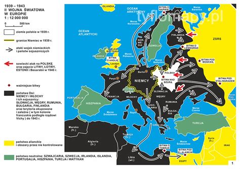 Mapa działań wojennych w Europie w 1939 roku