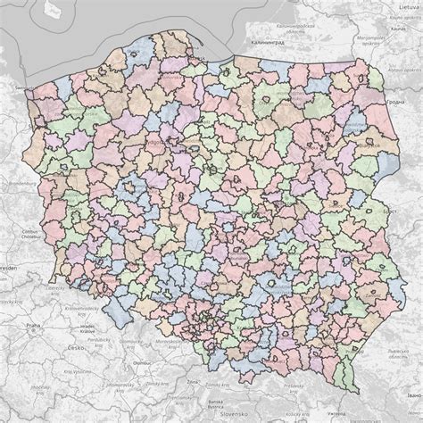 Mapa gminy z zaznaczonymi parafiami i trasami kolędy