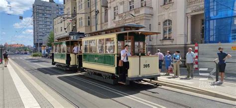 Ilustracja historycznego tramwaju elektrycznego w Szczecinie