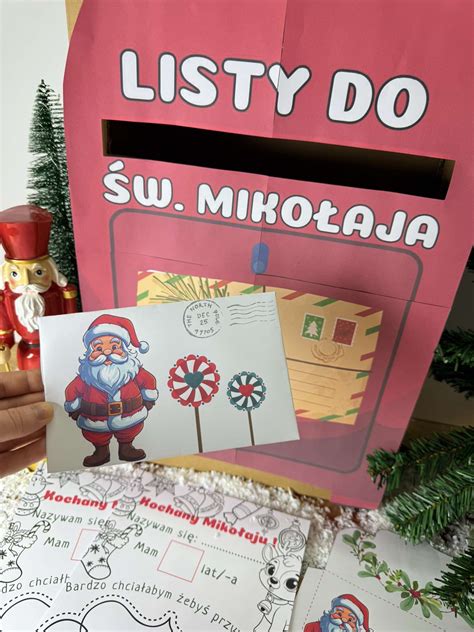 Zdjęcie przedstawiające elfickie akcesoria: małe liściki, ślady elfa, skrzynka na listy do Mikołaja
