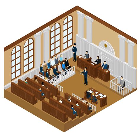 Ilustracja przedstawiająca salę sądową