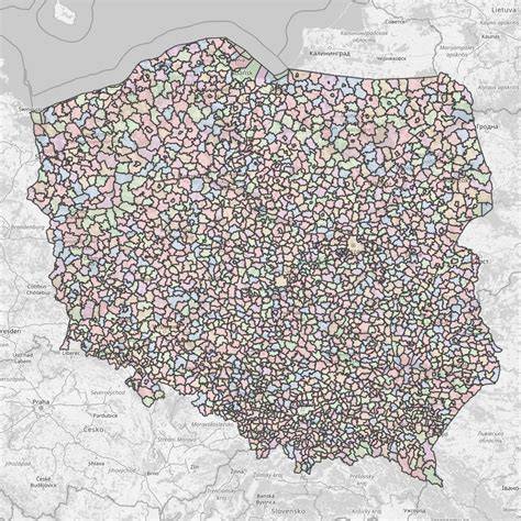 Mapa Gminy Sztum z zaznaczonymi sołectwami, w których odbyły się bale karnawałowe