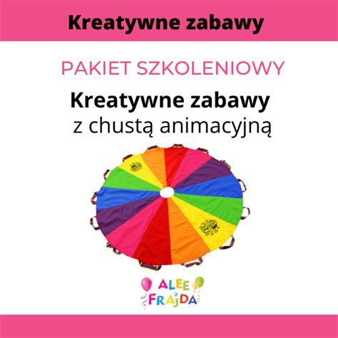 Infografika przedstawiająca obszary rozwoju wspierane przez zabawy z chustą animacyjną: motoryka, zmysły, współpraca, kreatywność.