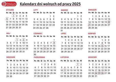 Kalendarz z zaznaczonymi godzinami pracy Urzędu Miasta Częstochowy w okresie świątecznym