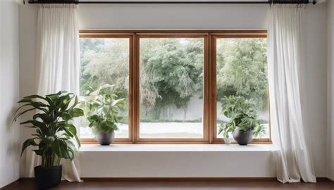 Zdjęcie przedstawiające okno udekorowane w minimalistycznym stylu z użyciem naturalnych materiałów i subtelnych światełek.