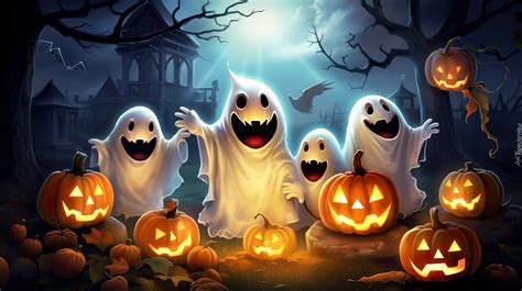 Ilustracja symbolizująca Halloween, np. dynia lub duchy w przyjaznej atmosferze