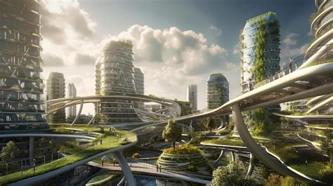 Grafika koncepcyjna przedstawiająca futurystyczne miasto z widoczną technologią ALMA.