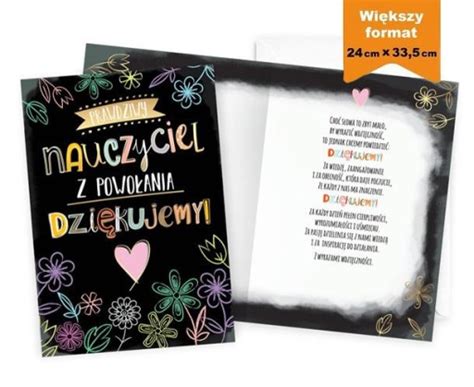 Ilustracja przedstawiająca estetyczną, ręcznie wykonaną kartkę z podziękowaniami dla nauczyciela.