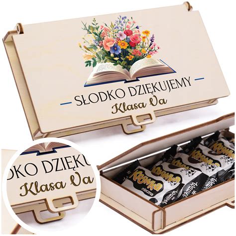 Grafika porównująca tradycyjne prezenty dla nauczycieli (kwiaty, słodycze) z personalizowaną kartką.