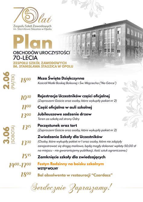 plan uroczystości jubileuszowych w Kodniu