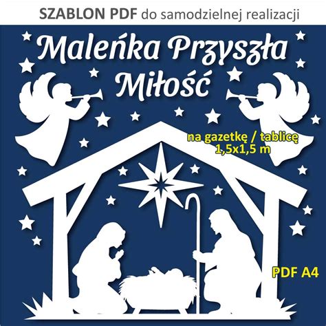Ilustracja przedstawiająca etapy wycinania elementów papierowych do szopki