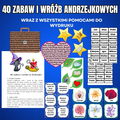Przykładowe grafiki plakatów andrzejkowych lub tapet na telefon.