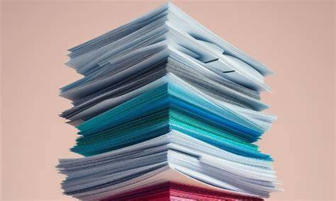 Kolekcja próbek różnych rodzajów papieru ozdobnego z widocznymi drobinkami i teksturą.