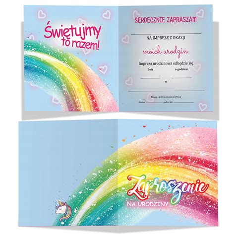 Ilustracja przedstawiająca zaproszenie w stylu boho z motywem tęczy i jedynki.