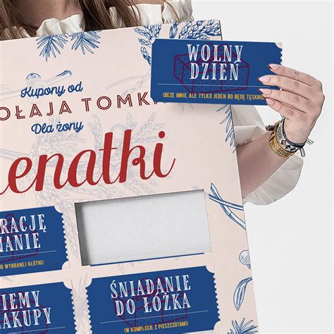 Przykładowa śmieszna kartka z kuponami, prezentująca humorystyczne propozycje.