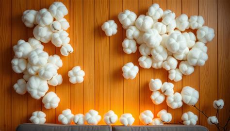 Schemat pokazujący, jak zamontować girlandę Cotton Balls na ścianie za pomocą haczyków lub taśmy.