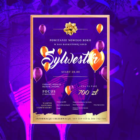 plakat sylwestrowy w stylu weneckim z motywami maskarady