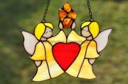 Anioły Miłości - zawieszka witrażowa